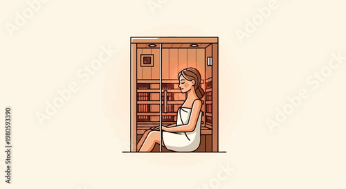 Relaxing woman in a wooden sauna, enjoying heat therapy and wellness