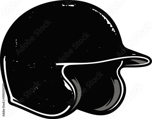 A black baseball helmet with a protective face guard