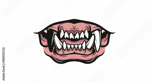 Fierce, stylized fangs and gums with a dark outline