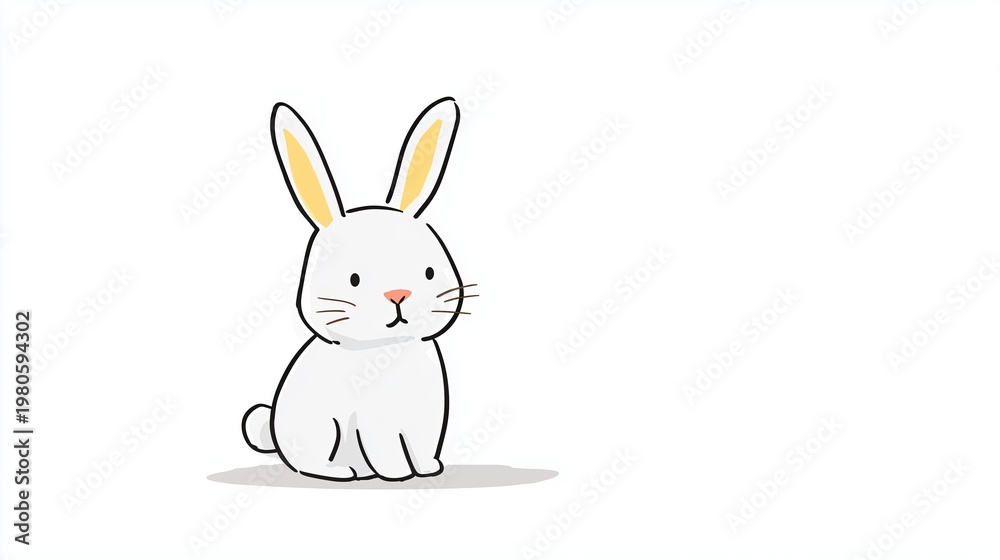Fototapeta premium Outlined Easter bunny is waiting for miracle and snack