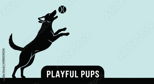 Black dog jumping to catch a tennis ball.