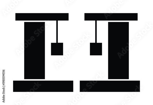 Minimalist black cat tree icons, modern pet furniture silhouette vector, symmetrical feline scratching post symbols for interior design