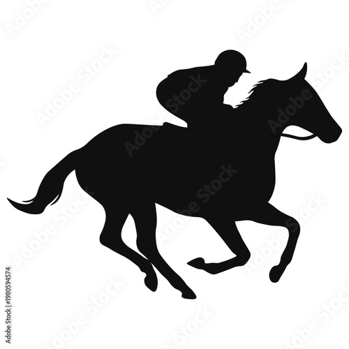 Horse Riders Silhouette on White Background. Vector Illustration.