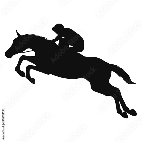 Horse Riders Silhouette on White Background. Vector Illustration.
