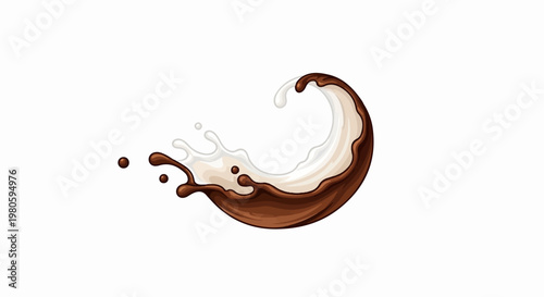 Swirling splash of chocolate and milk in a dynamic curve