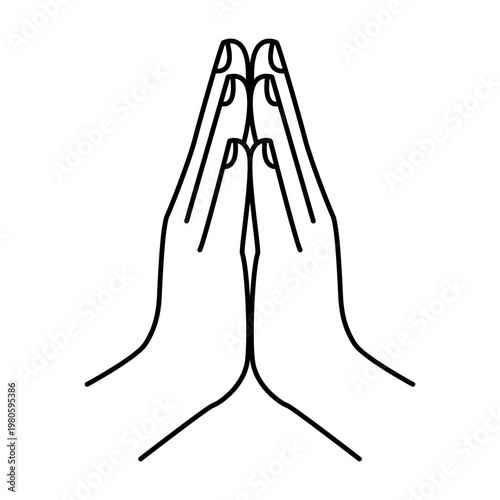 Praying Hands Gesture Line Art Icon for Spirituality