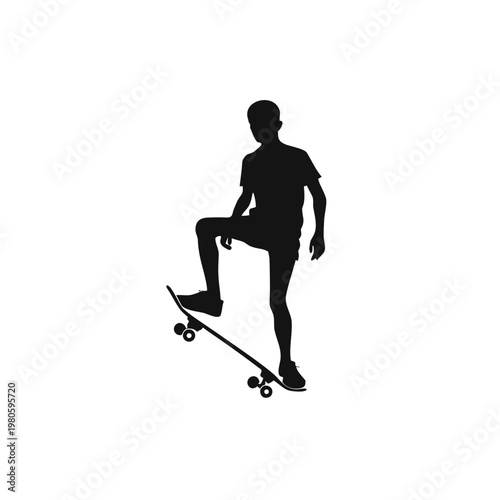 Skateboarder, skateboard, black silhouette, action sports, athletic pose