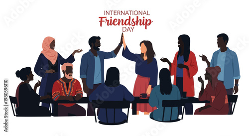 Diverse Group of Young People Celebrating International Friendship Day.