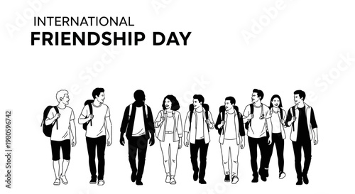 A diverse group of students walking together in friendship.