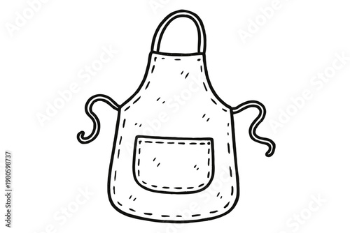 Small apron with pocket and ties for cooking or crafting flat vector icon