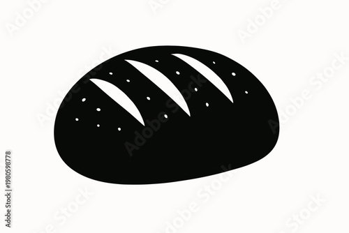 Rounded loaf of bread silhouette for bakery labels and food packaging, flat vector icon