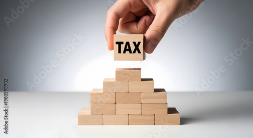 Building a tax foundation a hand placing a block on a stack representing financial responsibility