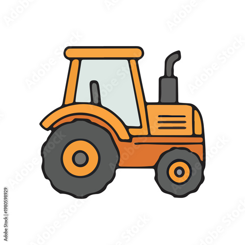 Orange Farm Tractor Icon Illustration