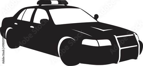 Black police car silhouette with white accents vehicle