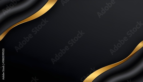 A luxurious black background with gold accents and elegant curves © Habiburrehman
