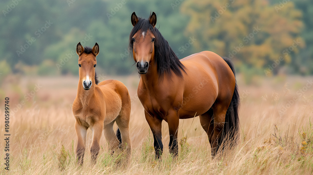Obraz premium horses in the field