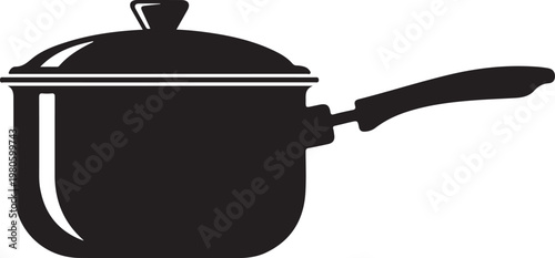 Black pot with lid and handle kitchen