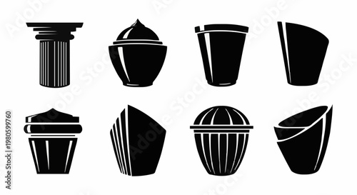 Simple black icons in rows on a plain surface