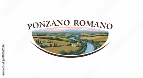 Scenic river valley with rolling hills, vineyards, and scattered farmhouses