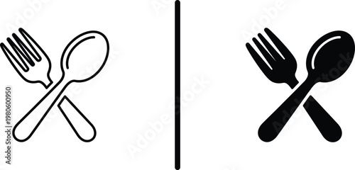 Cuadro en lienzo A simple illustration of crossed utensils in black and white