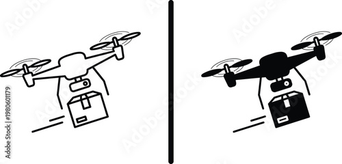 A drone is shown in two contrasting colors on a clean white background