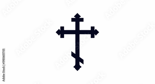 Dark Eastern Orthodox cross symbol on a white background