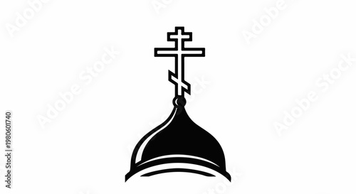 Icon of an orthodox church dome with a multi-tiered cross on top