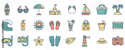 Summer Beach Vacation Icon Set