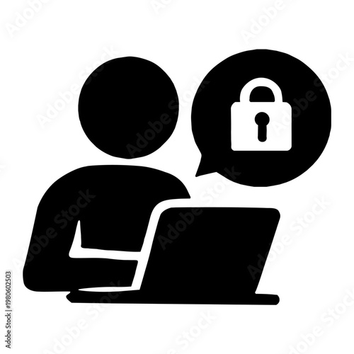 Computer Security Lock Protection Black and White Icon Illustration

パソコンのセキュリティロック対策のモノクロアイコンイラスト