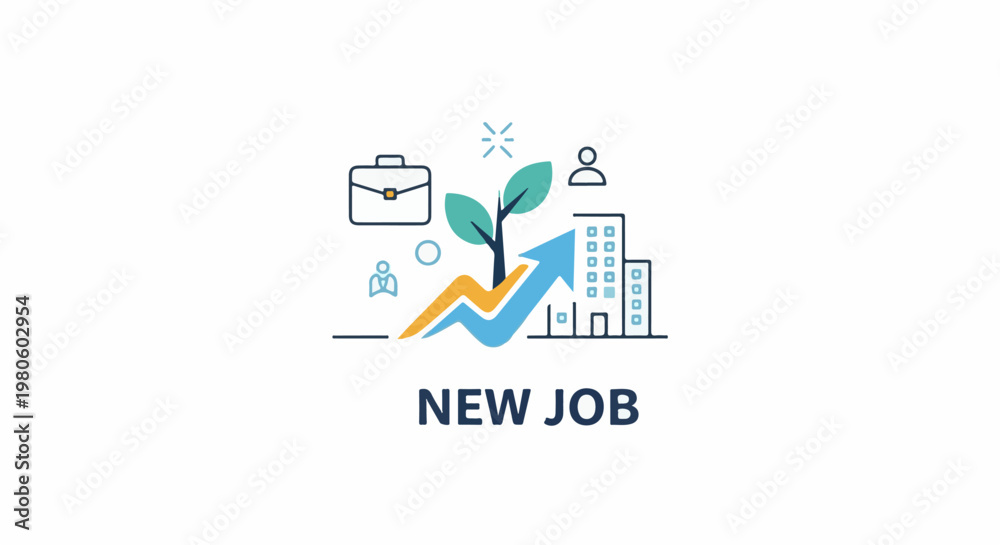 Fototapeta premium Icons depict career growth, business, and personal development leading to a new job