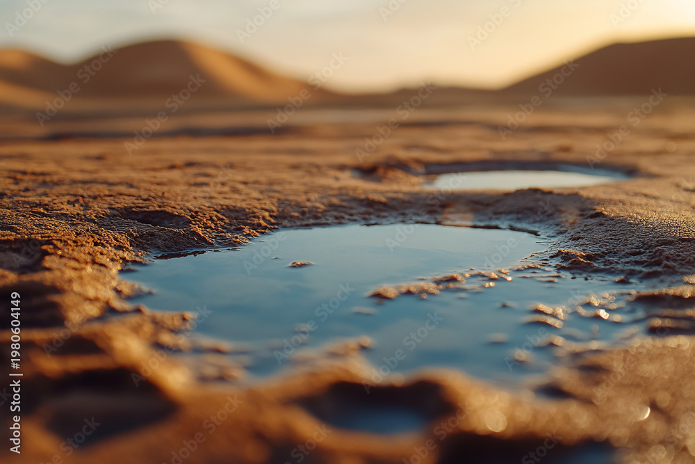 Fototapeta premium Small water puddle in desert