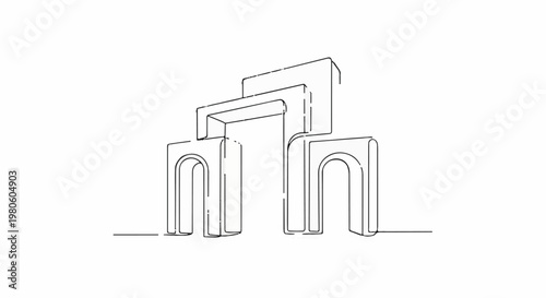 Abstract architectural structure with multiple arches and a tiered design