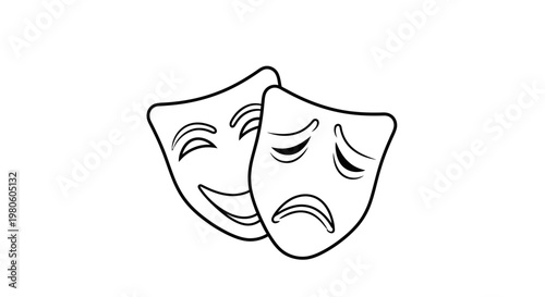 Comedy and Tragedy Theater Masks Illustration