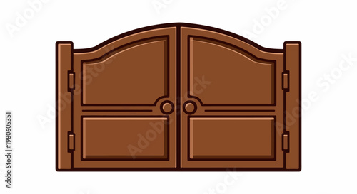 Vintage saloon doors, arched top, double panels, knobs, hinges