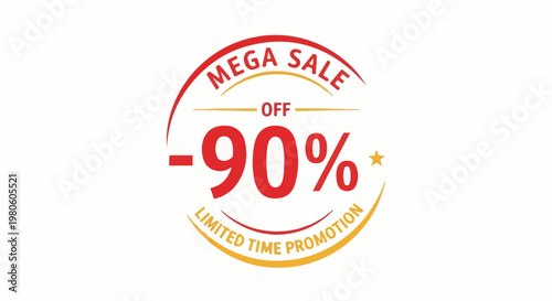 A graphic displaying a large discount for a mega sale event