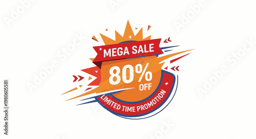 Vibrant sale banner with "Mega Sale 80% Off" text and dynamic design