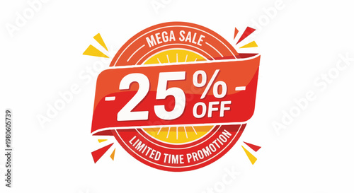Vibrant sale banner announces 25% off with "Mega Sale" and "Limited Time Promotion" texts