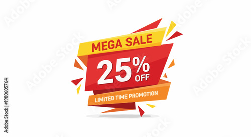 Bright geometric sale banner announces 25% off limited time promotion