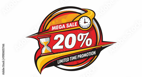 Dynamic graphic promoting a 20% off limited time mega sale