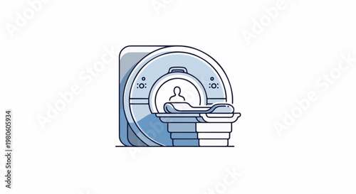 Medical scanner with patient bed and internal silhouette