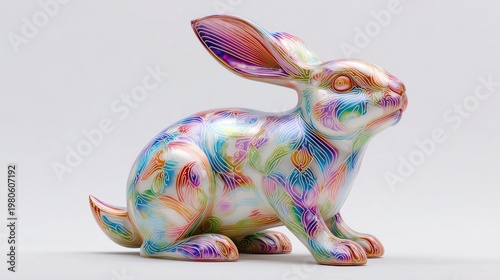 intricate fur carving and glossy finish, isolated on white background with studio lighting.