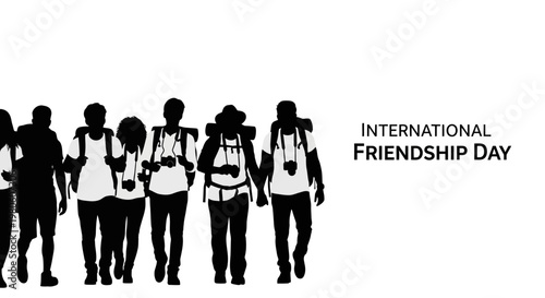 Group of young friends walking together on International Friendship Day.