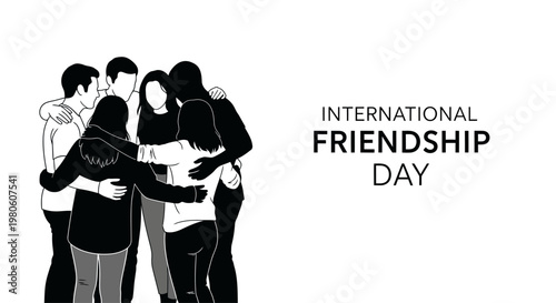 A group of diverse friends embracing each other in a circle.