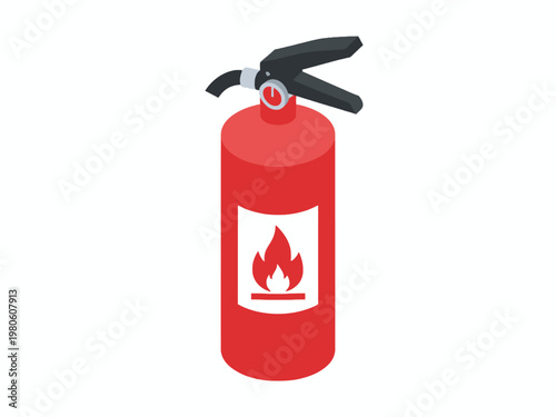 Fire extinguisher isometric vector illustration on white background