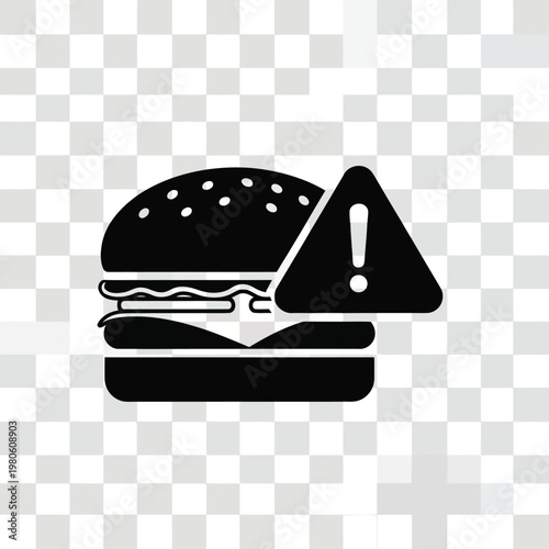 Warning! Fast Food Alert: A stark, silhouette-style image of a burger accompanied by a warning sign, symbolizing caution and a potential health concern.