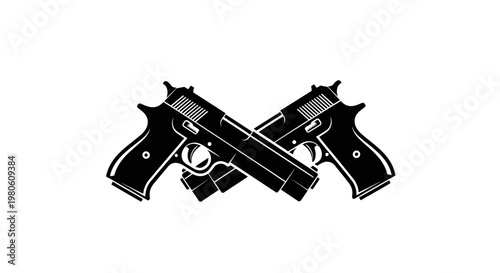 Crossed Handguns Silhouette Icon
