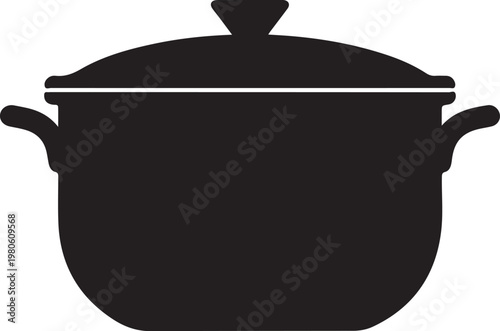Black silhouette of a covered cooking pot covered pot