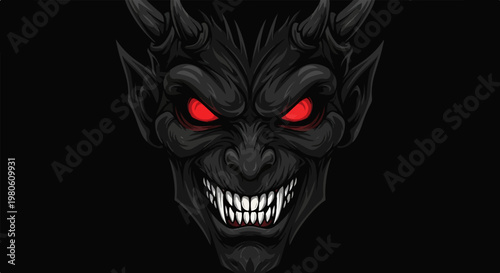 Dark, menacing creature with glowing red eyes and sharp teeth