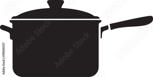 Black silhouette of a covered pot with two handles