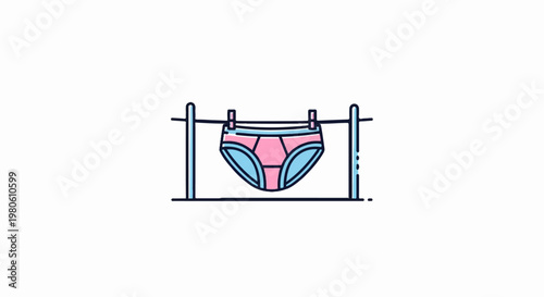 Pink and blue underwear hanging on a clothesline